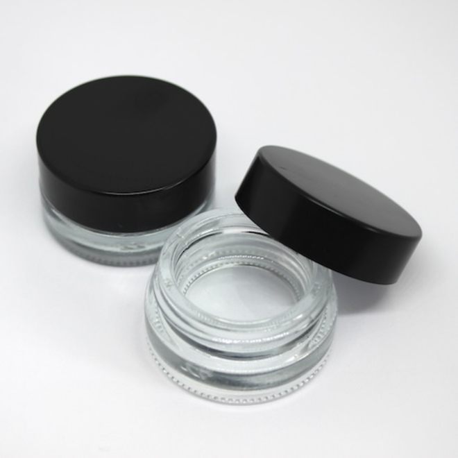 Clear glass pot - black lid: 5ml image 1